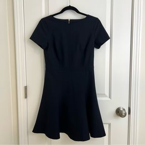 Ann Taylor Fit & Flare Exposed Zipper Dress Midnight Navy Size 0